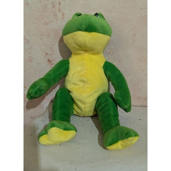 Gund Flashy Plush Green & Yellow Frog Stuffed Animal Toy 12 soft cuddly - Picture 1 of 9
